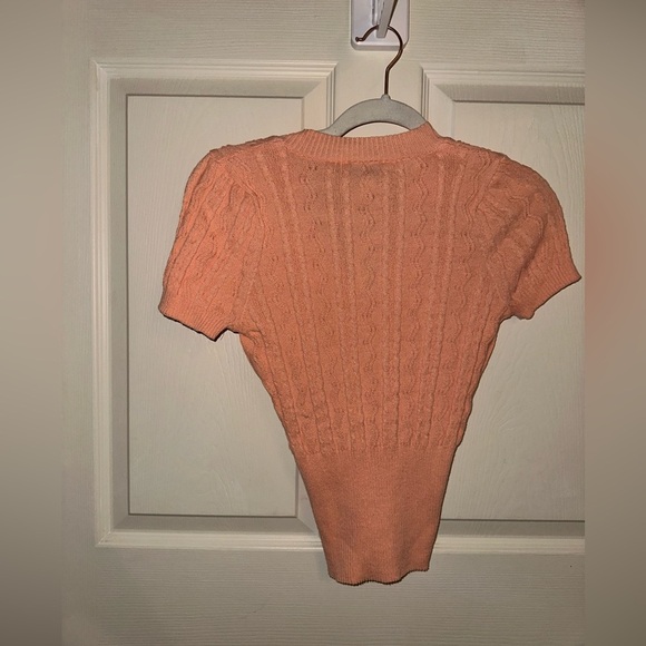 NWT Kimchi Blue Peach Knit Cropped lightweight Sweater short sleeve top S summer - Picture 6 of 6